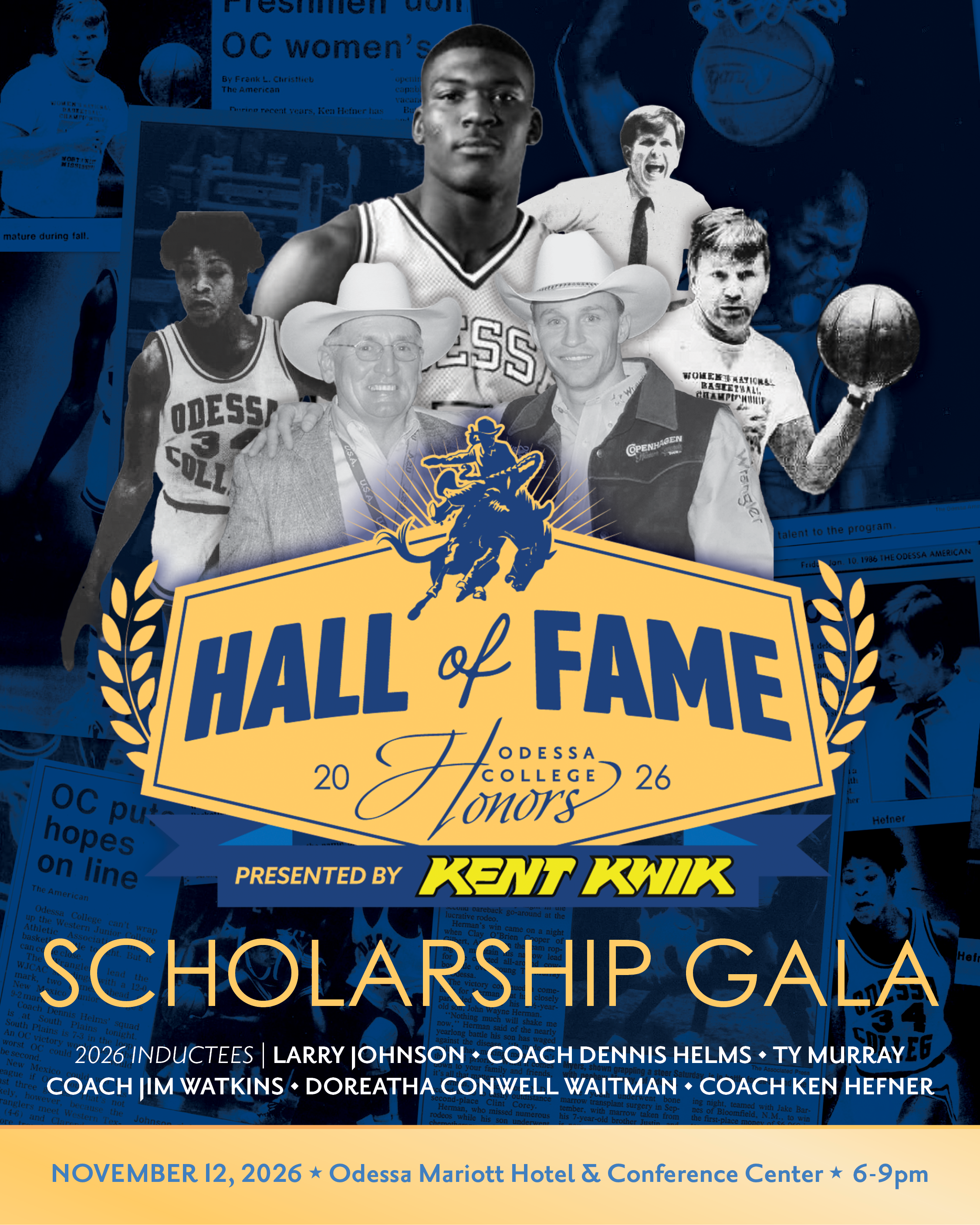 OC Athletics Hall of Fame and OC Honors Scholarship gala info graphic