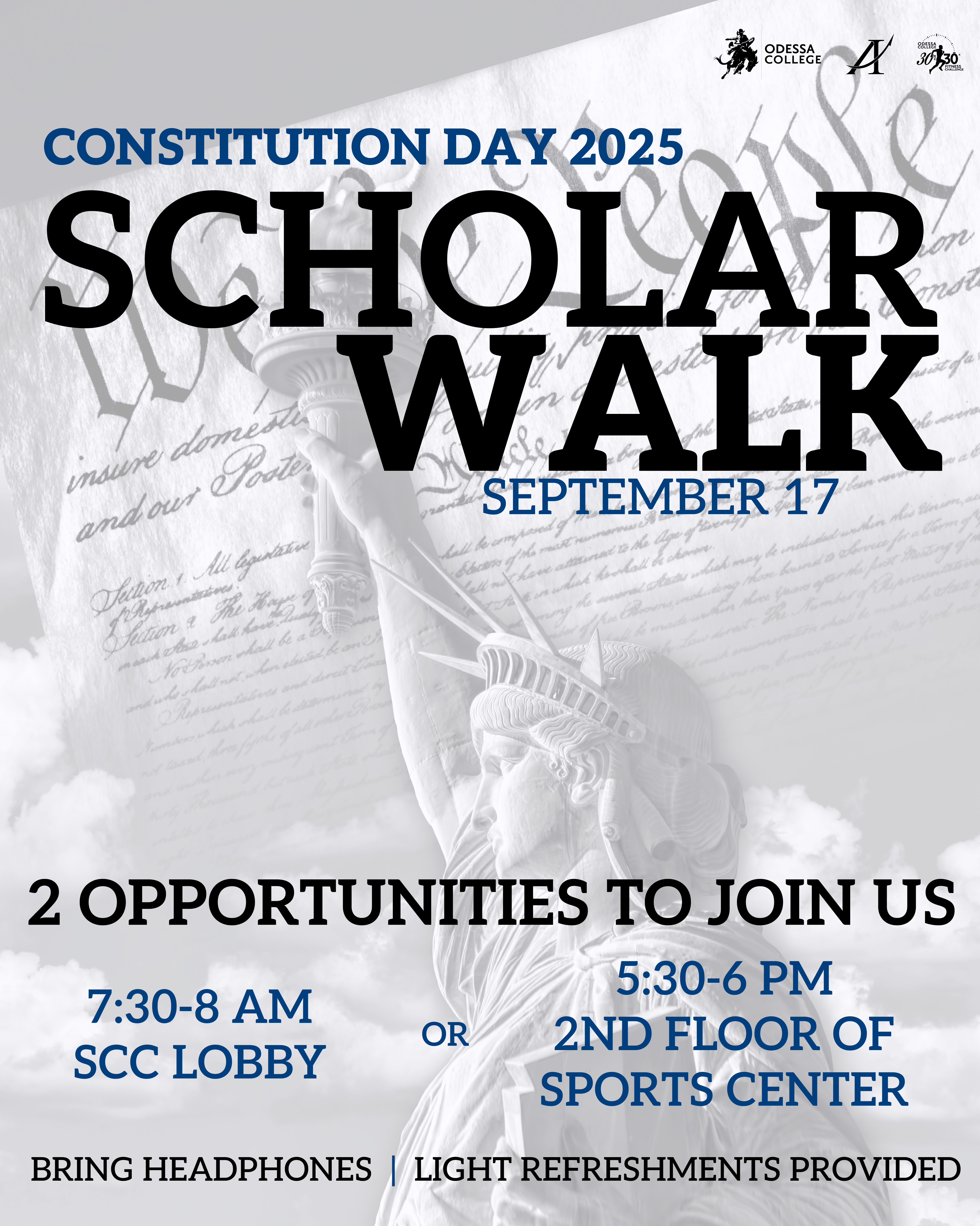 Graphic promoting the Constitution Day 2025 Scholar Walk