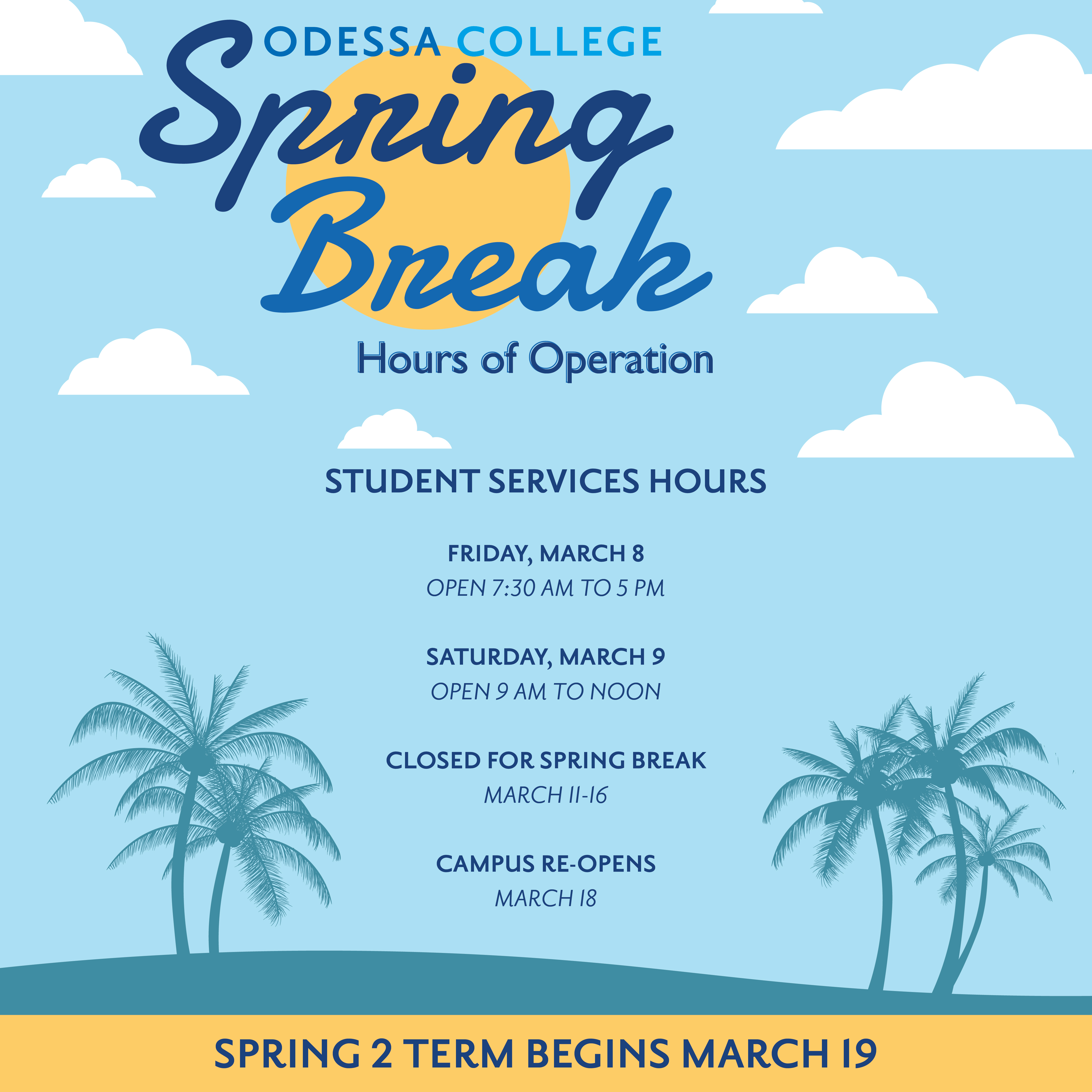 Odessa College, extension centers close for Spring Break