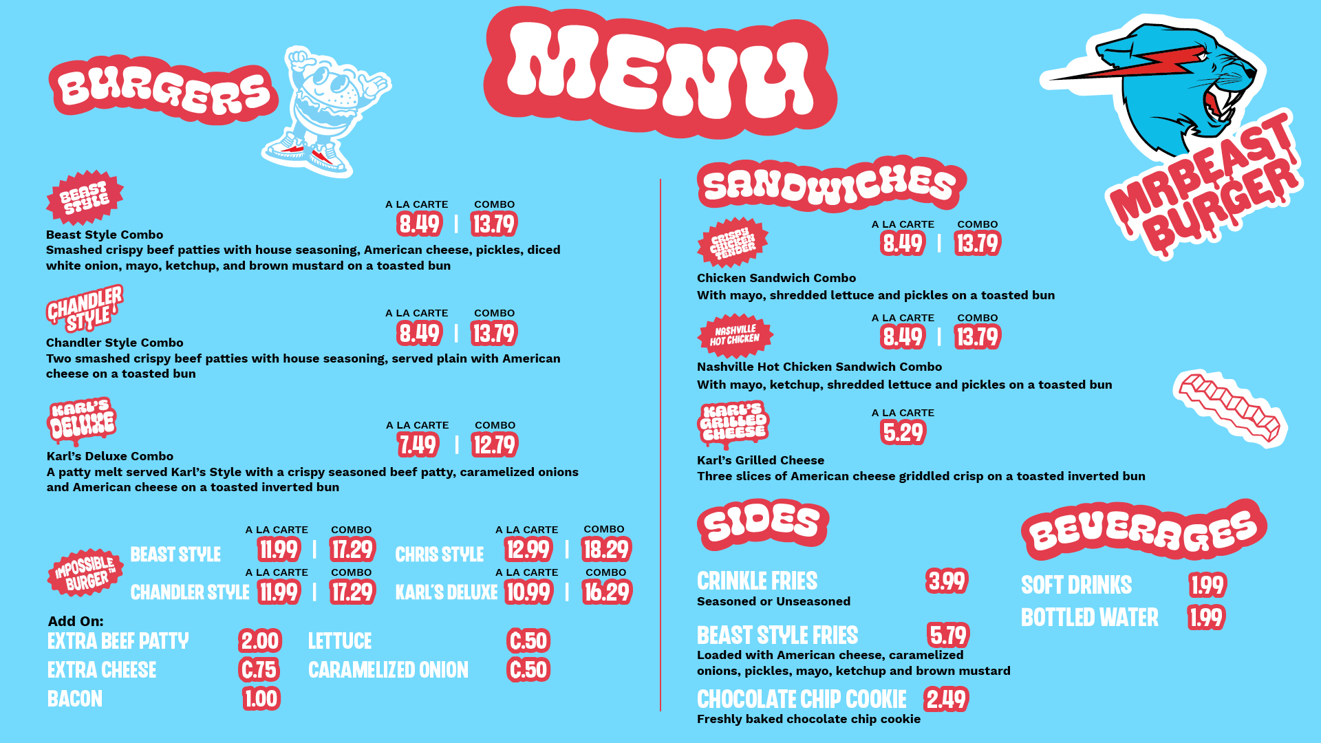 Mr. Beast Burger Menu Graphic