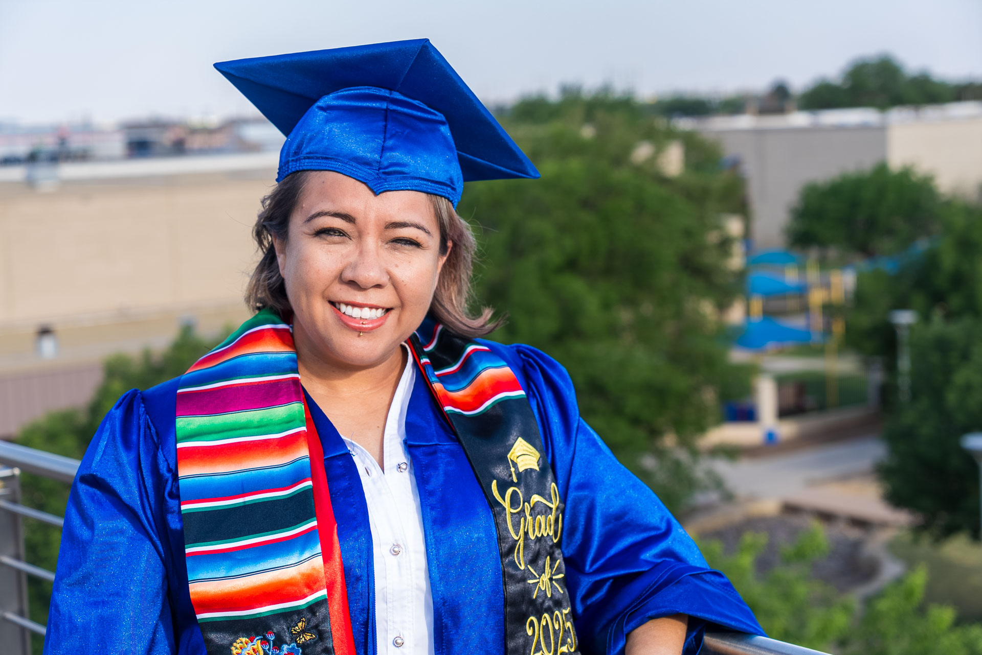 Yaribel Garcia smiling by balcony