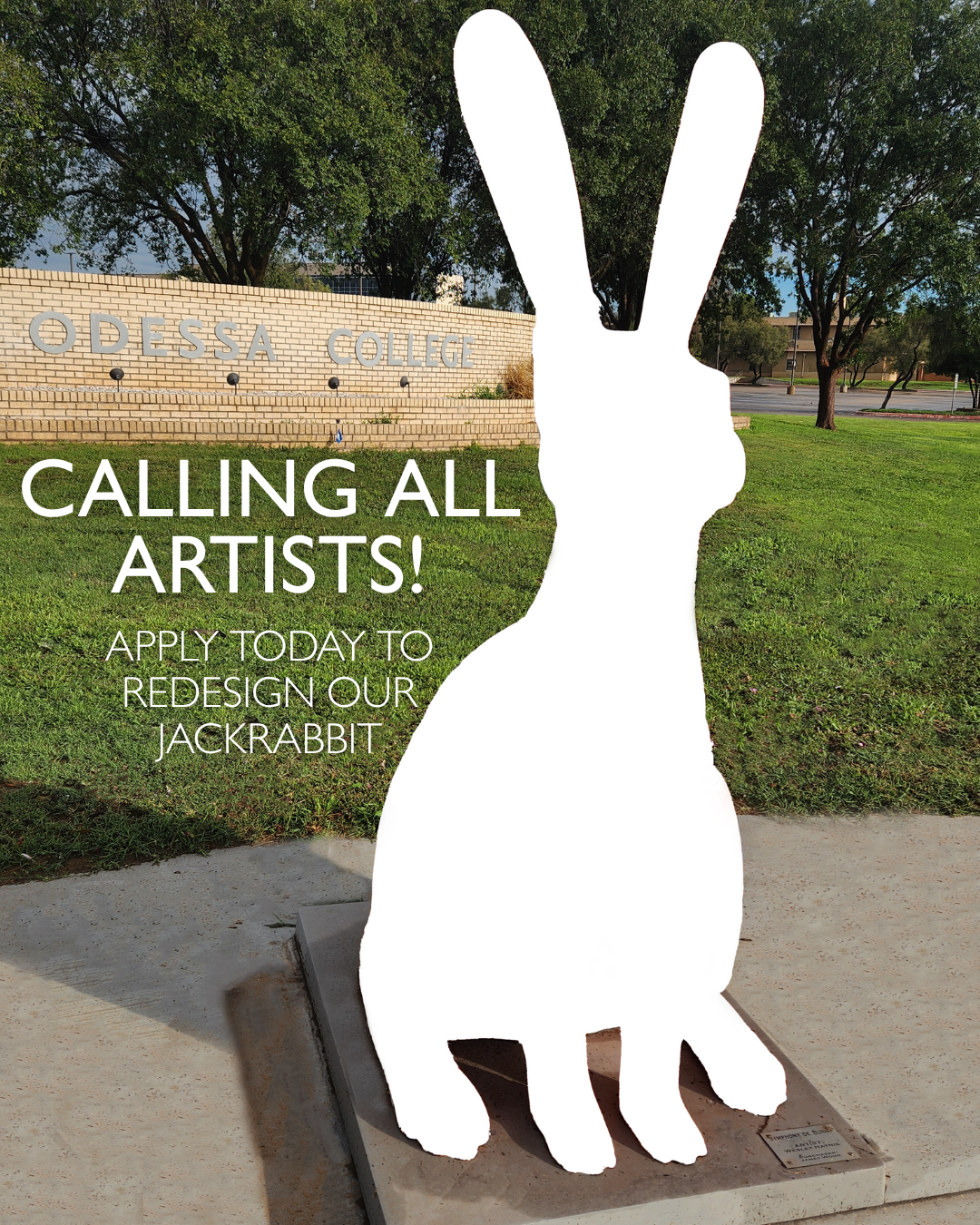 Jackrabbit Statue Outline with Tagline "Calling All Artists"