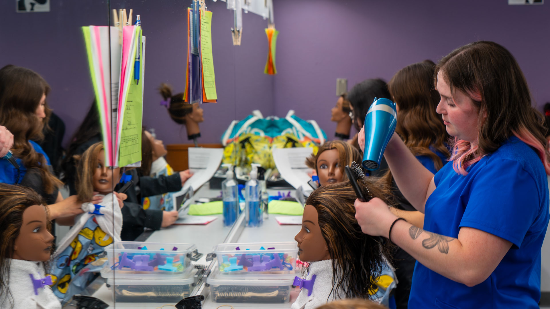 Women in line doing hair